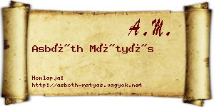 Asbóth Mátyás névjegykártya